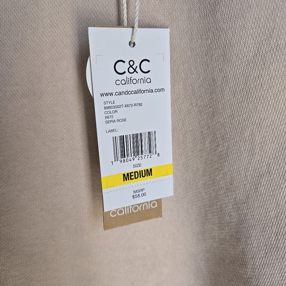 NWT C&C California Pink Crew Neck Sweater with Ribbed Hem - Picture 4 of 6